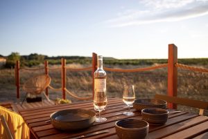 Salle de bain avec vasque de la Tiny House des vignes de Vauclaire